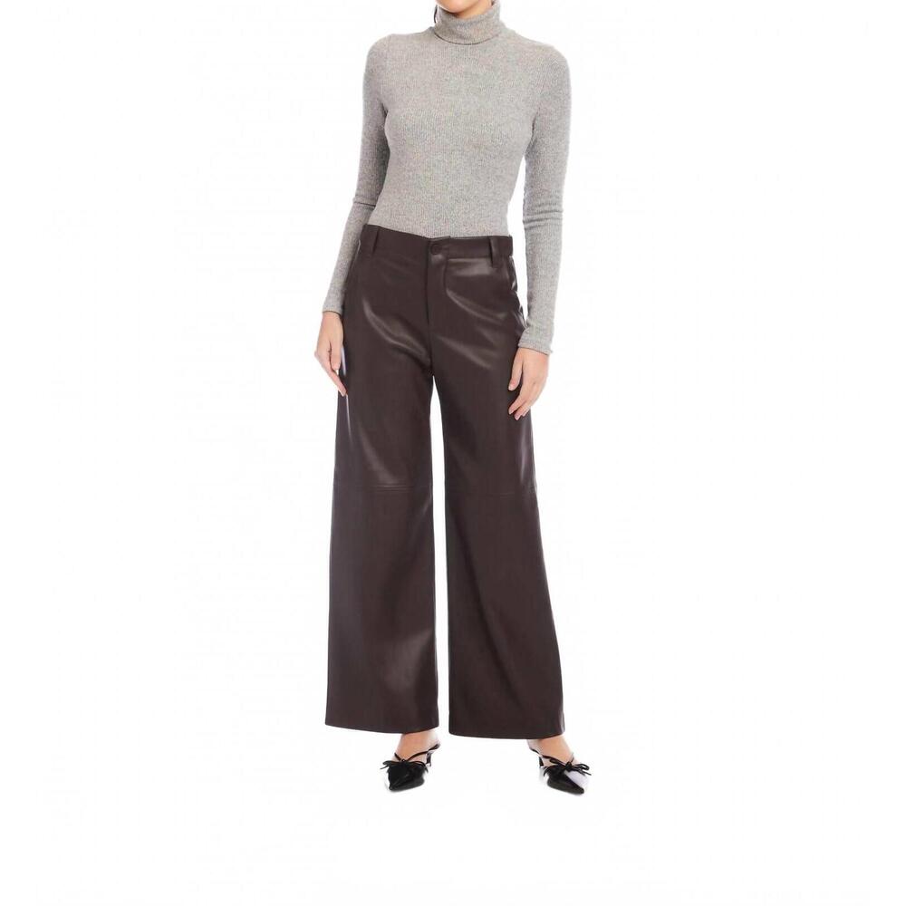 NEW FIFTEEN TWENTY lara faux leather wide leg pants in brown